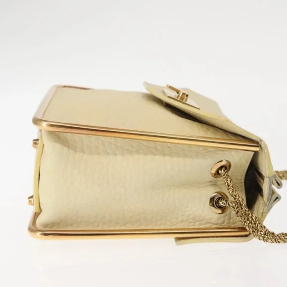 Authentic Chloe Sally Shoulder Bag Leather Beige Gold